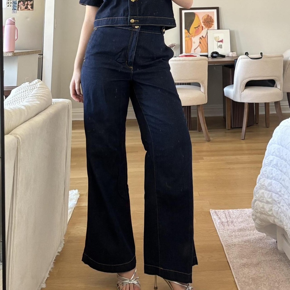 LOFT Dark Indigo High-Rise Wide Leg Jeans